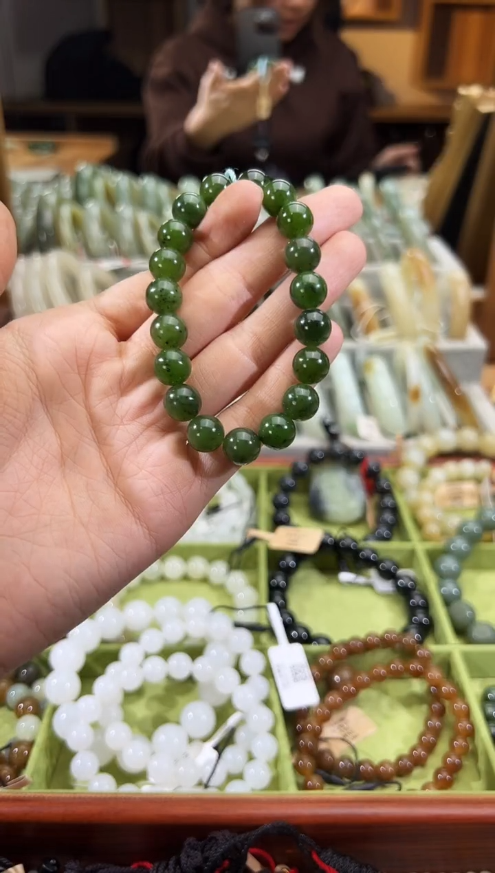 未镶嵌手串和田玉木孜塔格碧玉手串卡10