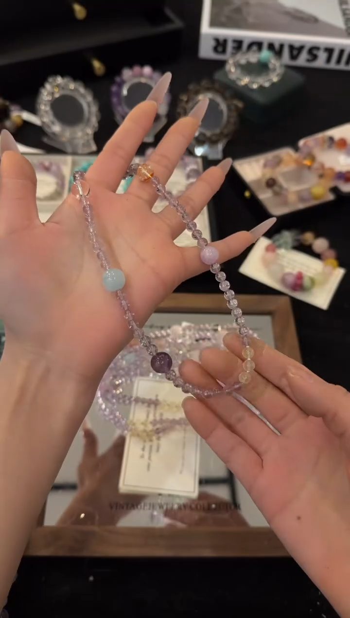 未镶嵌手链水晶紫水晶双圈x3340