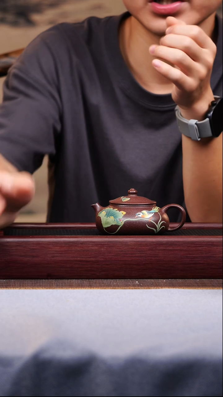 茶壶紫砂宜兴原矿紫砂作品  寒江