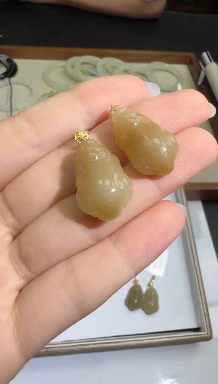 和田玉18K金镶嵌颈饰X0624-693-210多样性一件