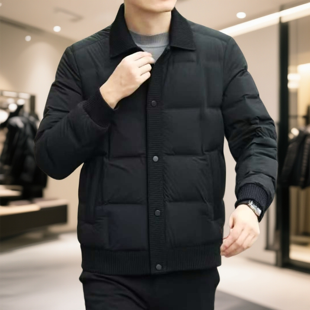 【9533】针织翻领高档休闲羽绒服男士短款