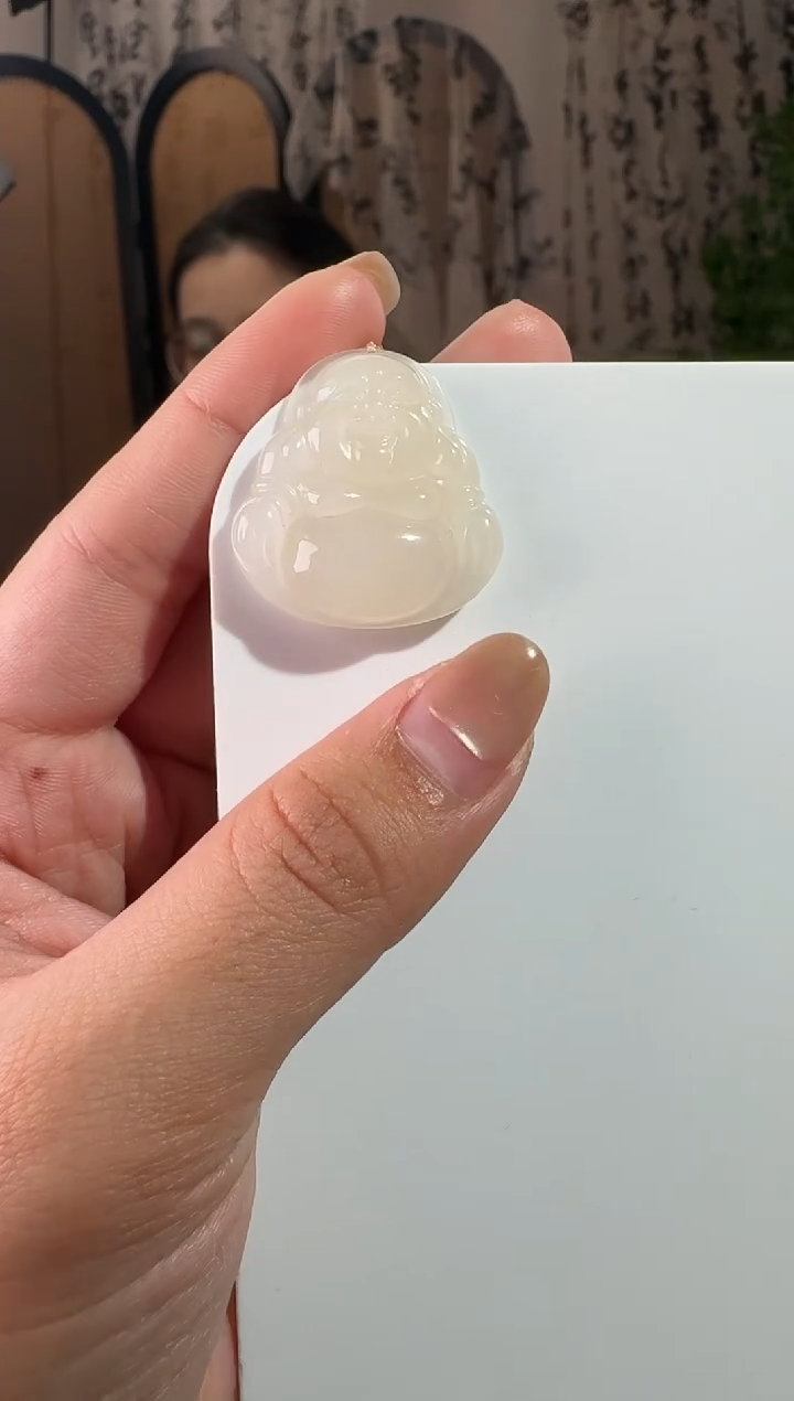 颈饰未镶嵌和田玉30藕粉佛公