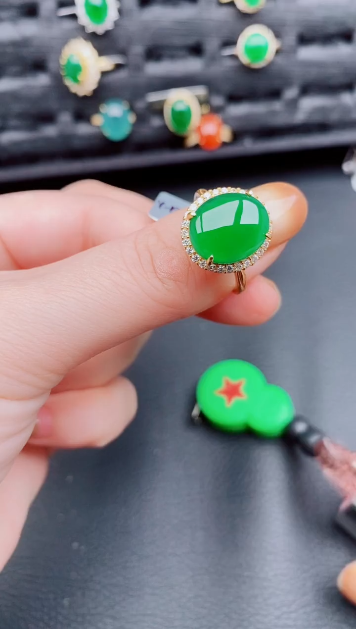 【闪购商品】翡翠戒指银S925镶嵌天然a货翡翠272