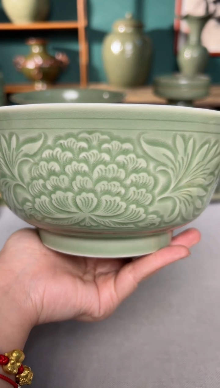 【闪购商品】其他耀州窑7寸塔式牡丹大碗微瑕特价1只