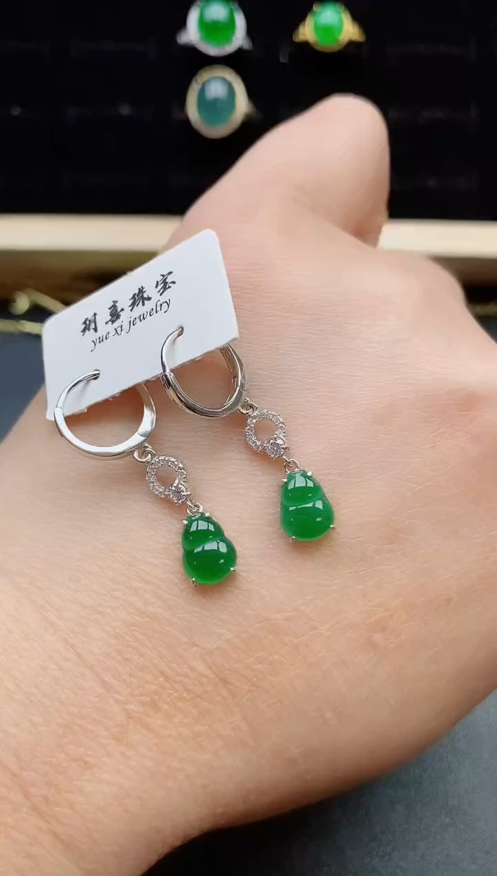 【闪购商品】翡翠银S925镶嵌耳饰321321