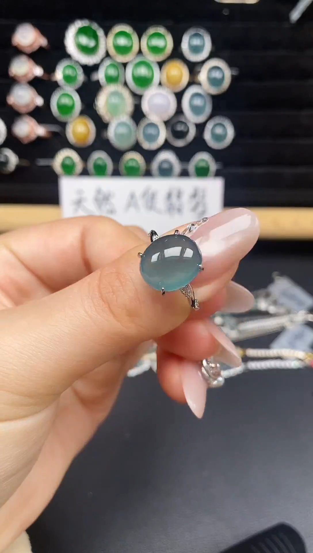 银S925镶嵌戒指翡翠37898