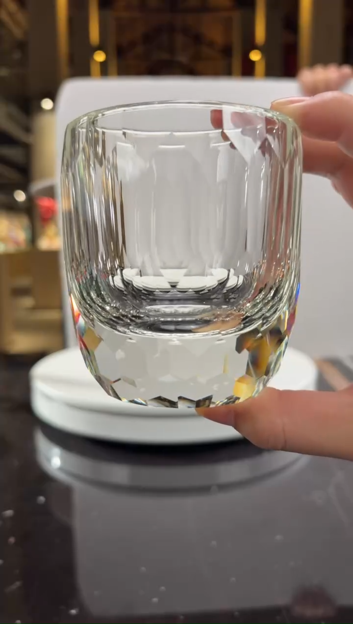 摆件净料水晶威士忌杯