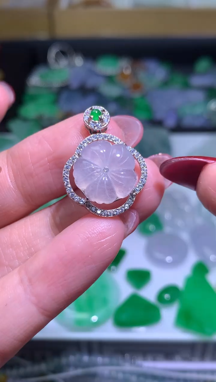 【闪购商品】翡翠颈饰银S925镶嵌净货