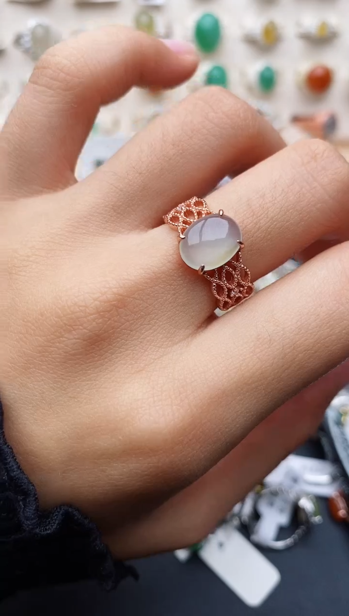 【闪购商品】翡翠戒指银S925镶嵌缅甸翡翠