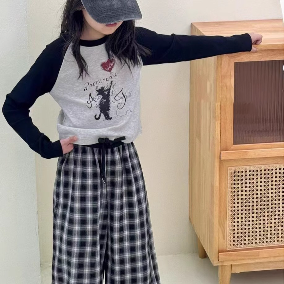 洋气女童修身短款上衣2025秋装辣妹高腰长袖打底衫1152