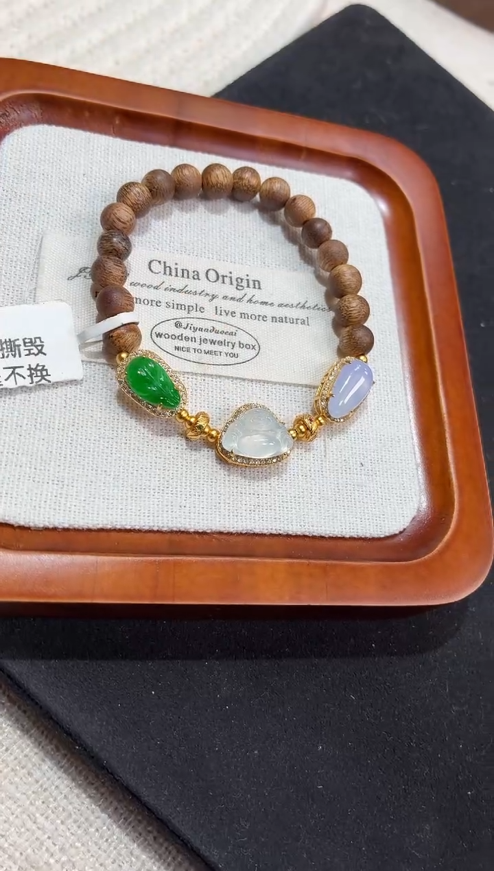 吊坠(不含链)银S925镶嵌翡翠手串