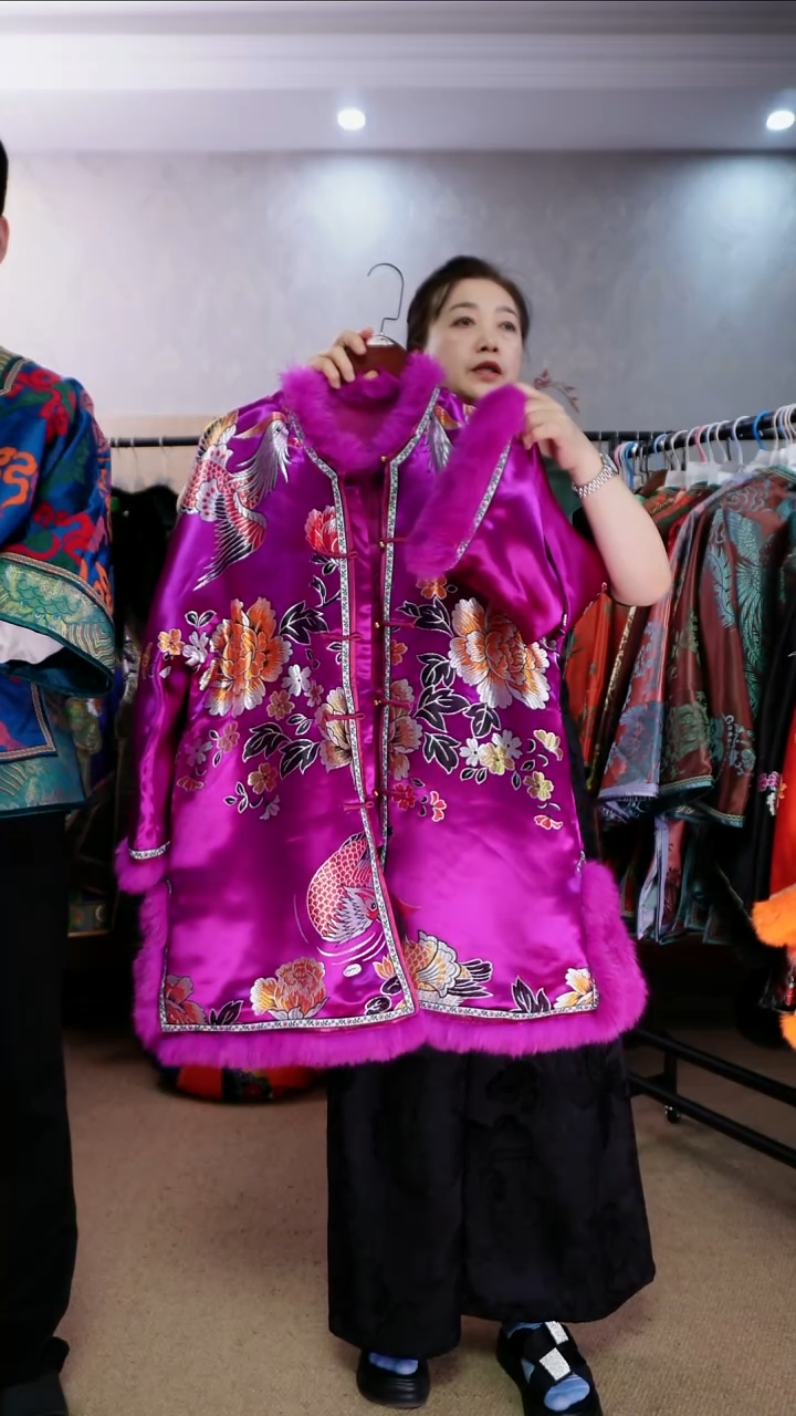 景*【孤品】老织锦对襟棉服玫粉色