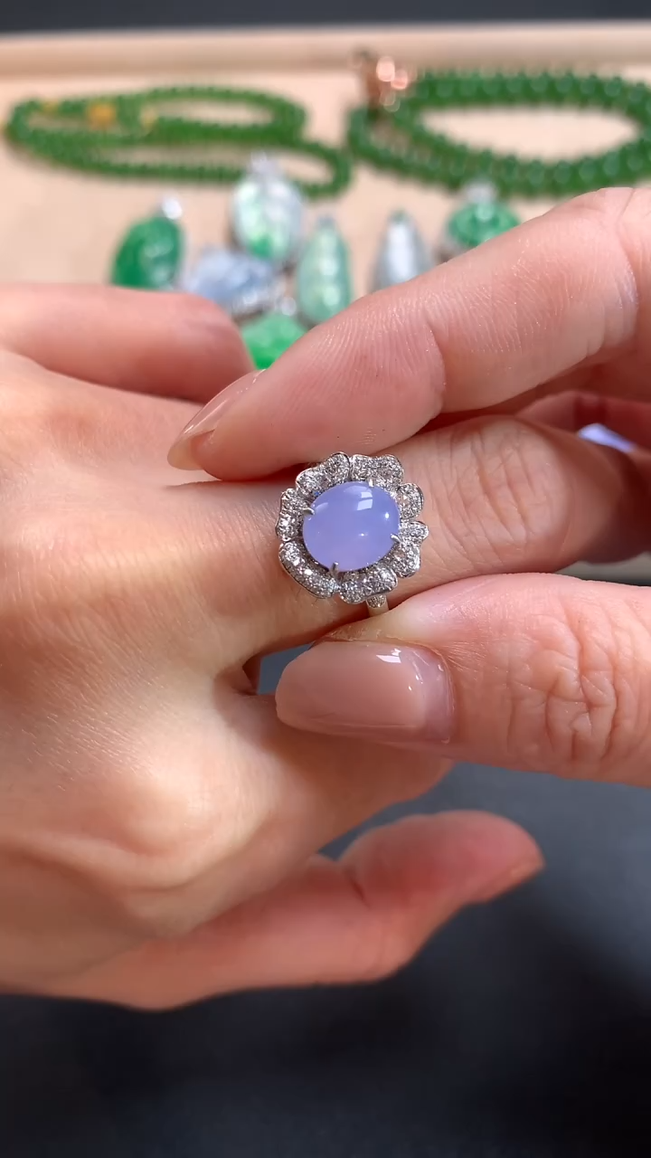 翡翠戒指18K金镶嵌|7500+0