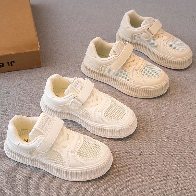 百搭舒适女童网面运动鞋2025夏季新款儿童透气休闲小白鞋板鞋7369