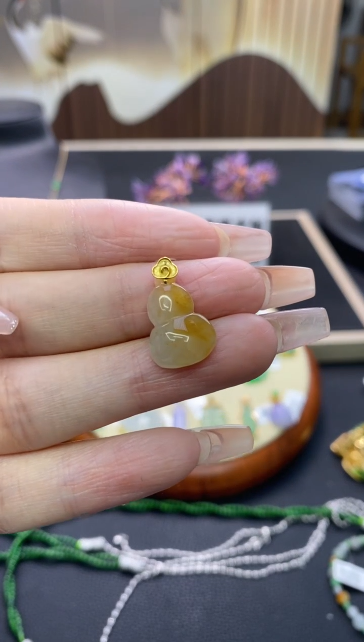 【闪购商品】翡翠颈饰18K金镶嵌净货15958