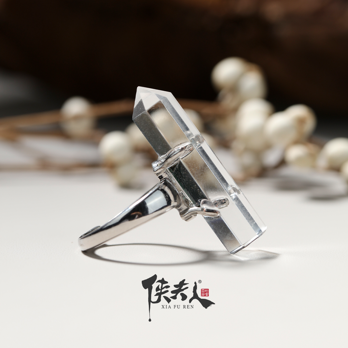 【天佑】侠夫人天然白水晶原创戒指  25101603CAM