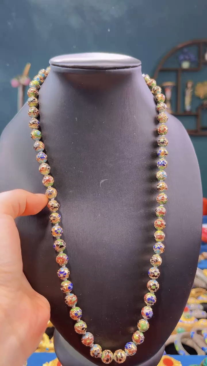 【闪购商品】非遗绝技 景泰蓝金地0.8项链 深色