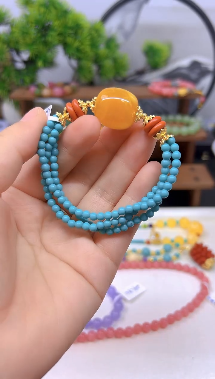 未镶嵌蜜蜡手链DIY款S118