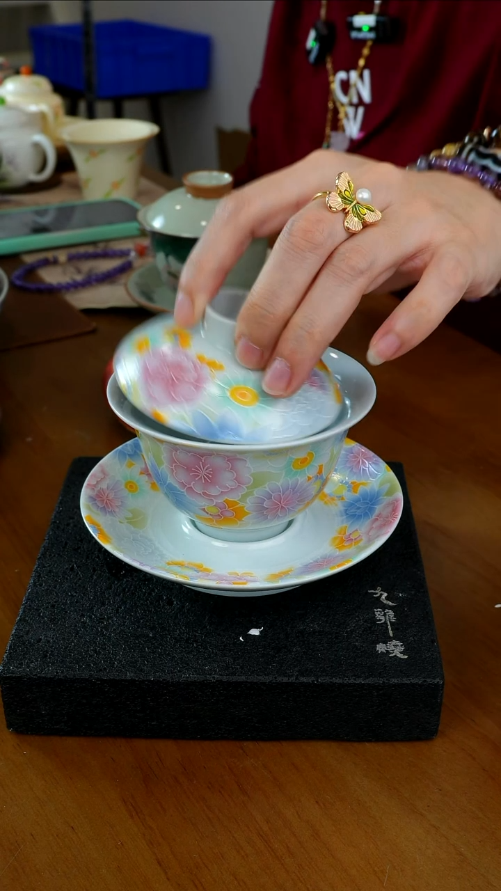 茶瓷物语万花三才盖碗