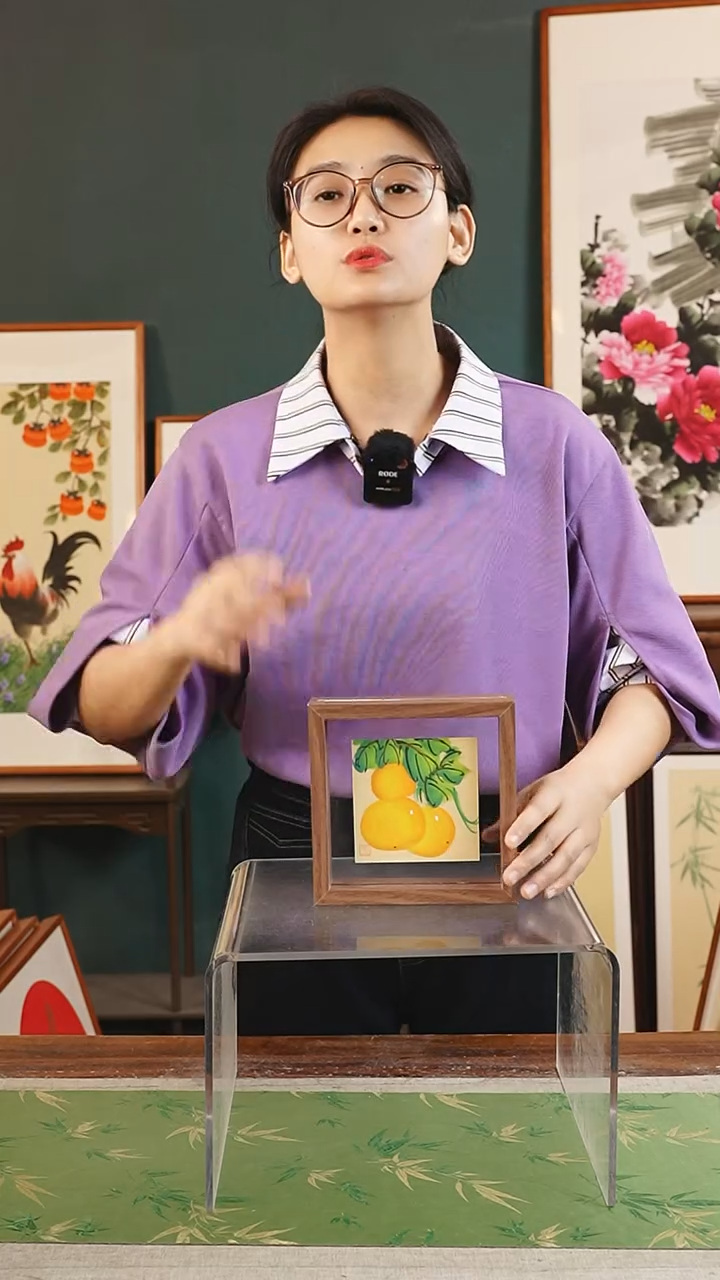 【闪购商品】书法孙颖7寸16*16玻璃双面框 葫芦