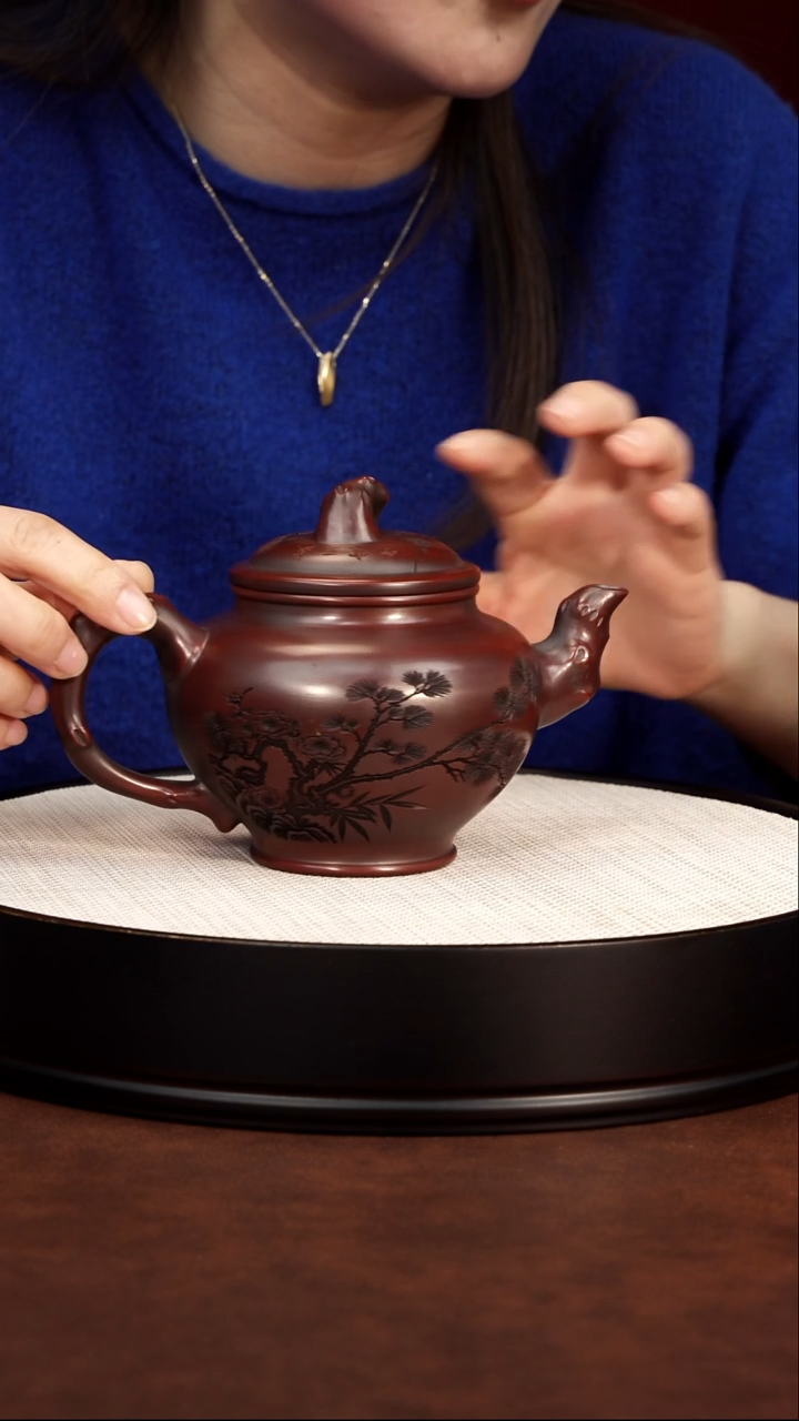 茶壶紫砂宜兴紫砂 竹节报春 龙山古乌泥 吴国政 450毫升 493