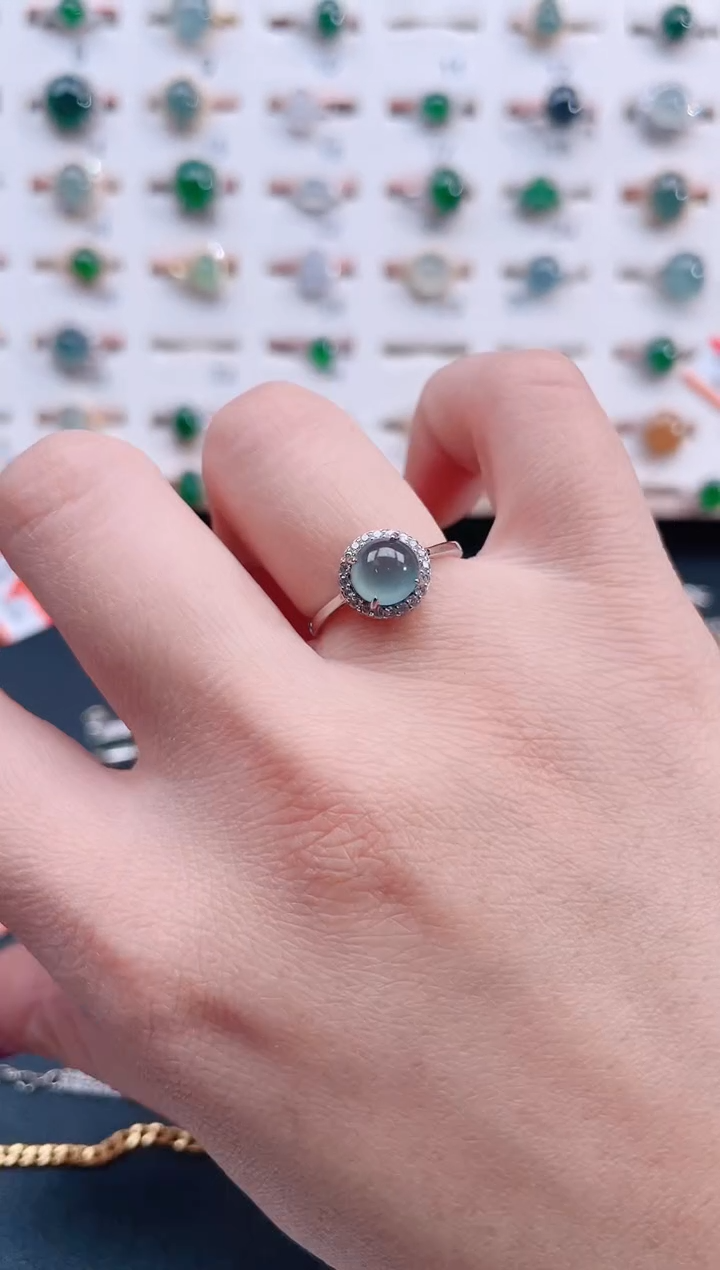 银S925镶嵌戒指翡翠天然翡翠
