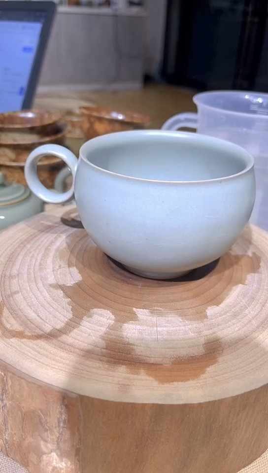 瓷片摩**西原生态原矿青绿咖啡杯