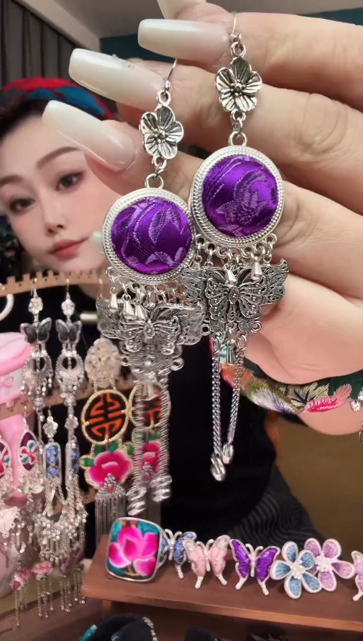 刺绣纯手工民族风刺绣耳环