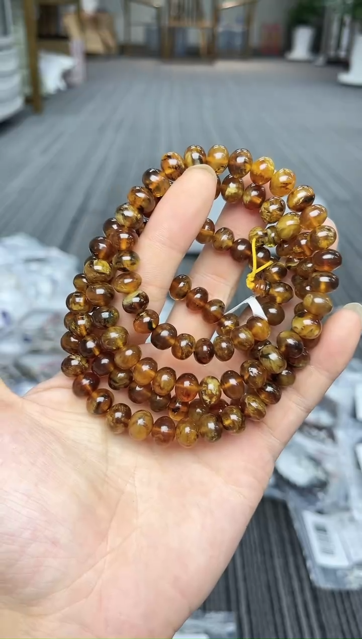 裸石琥珀未镶嵌抚顺琥珀9+蜜蜡多圈