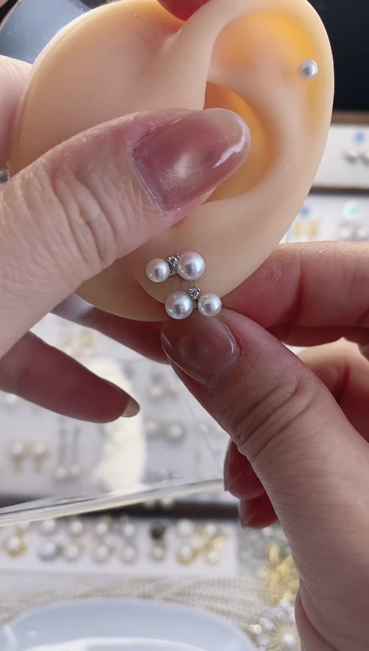 银S925镶嵌耳饰淡水珍珠39