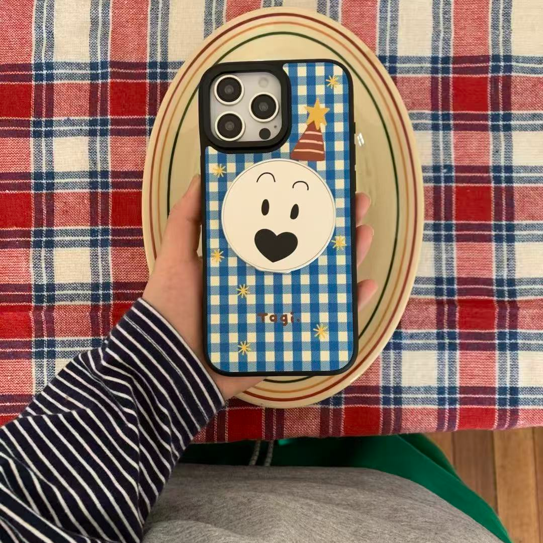 条纹小狗格子可爱风格手机壳