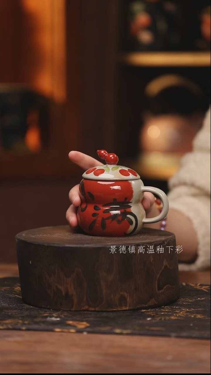 陶瓷景德镇高温釉下手绘陶瓷@L049@