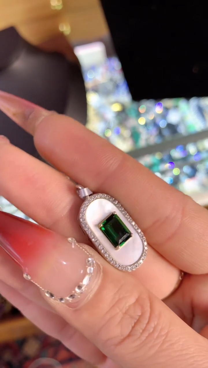 【闪购商品】透辉石吊坠银S925镶嵌楚楚中古珠宝甄选不退换