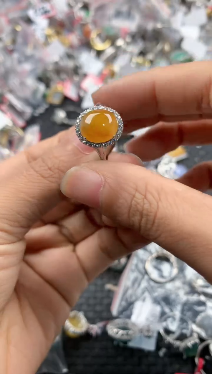 银S925镶嵌戒指翡翠9999----10