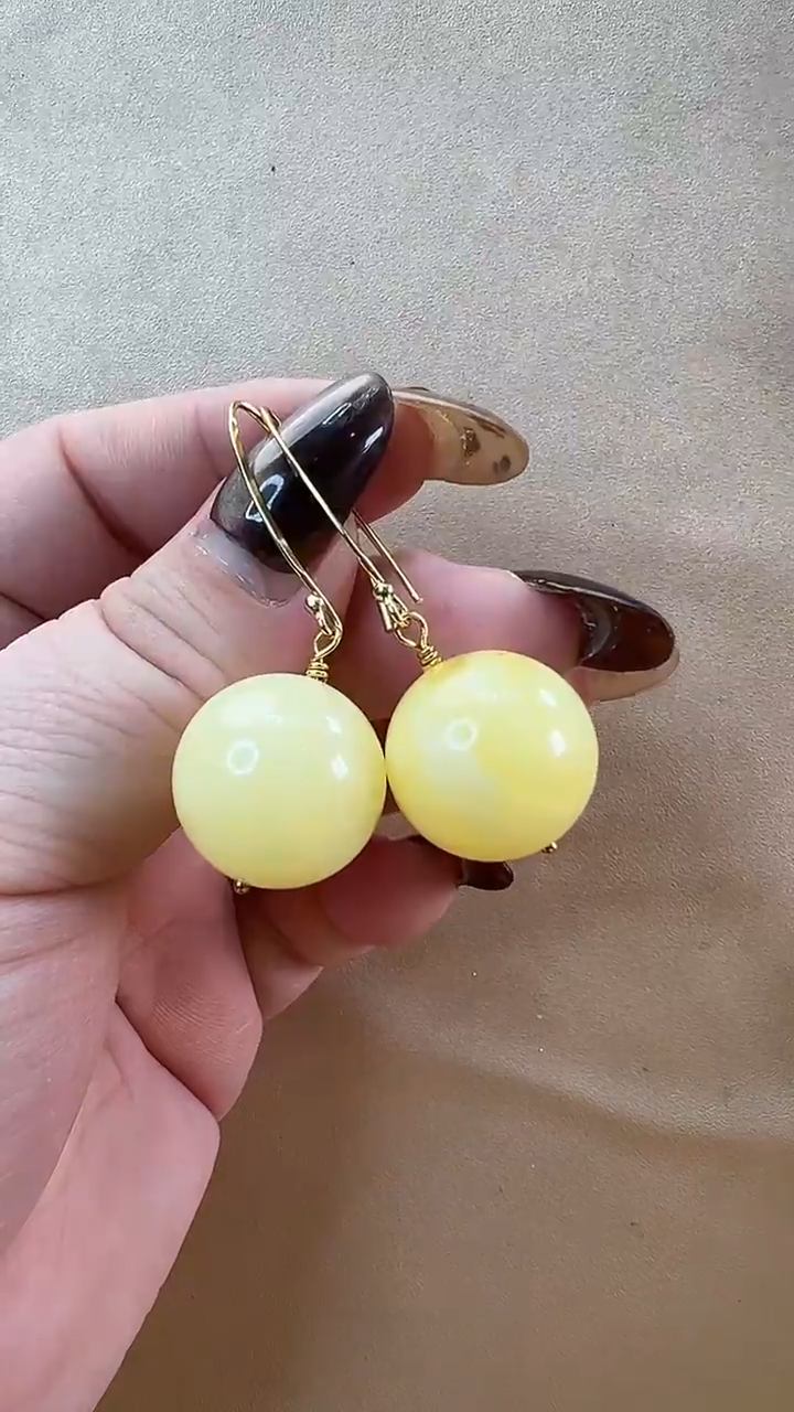 【闪购商品】琥珀耳饰未镶嵌耳环