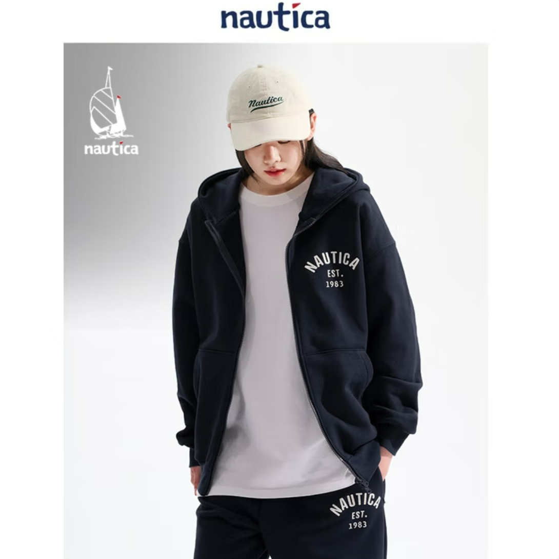 Nautica White SailJAPAN系列休闲百搭全开襟连帽卫衣JPKW4301