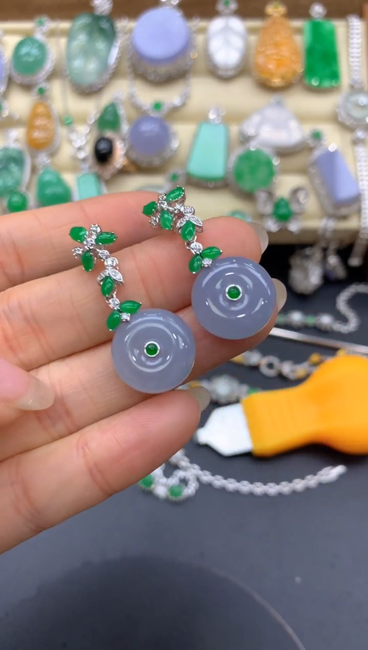 【闪购商品】翡翠耳饰18K金镶嵌478-中国好珍宝