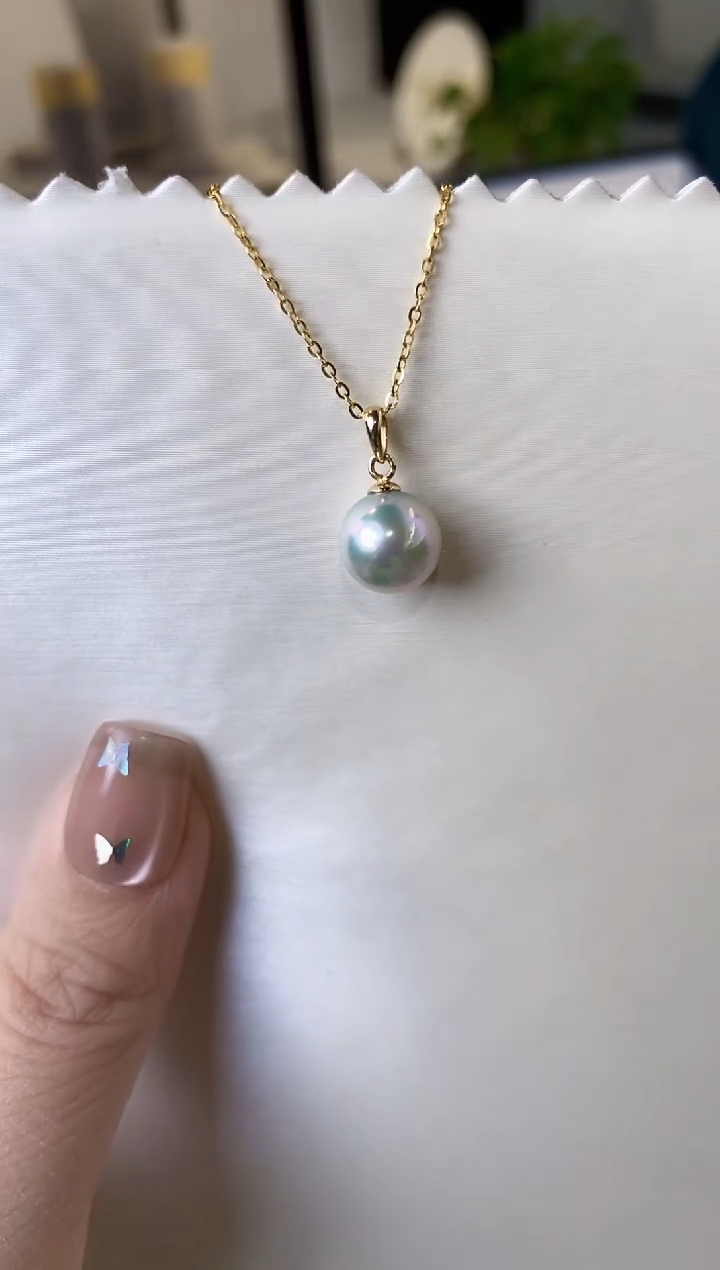 【闪购商品】海水珍珠吊坠(赠链)18K金镶嵌9-9.5真多麻吊坠