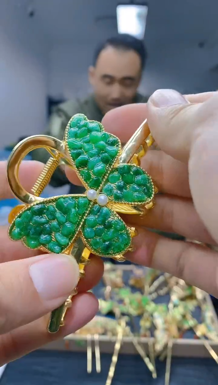 【闪购商品】翡翠耳饰合金32翡翠发簪