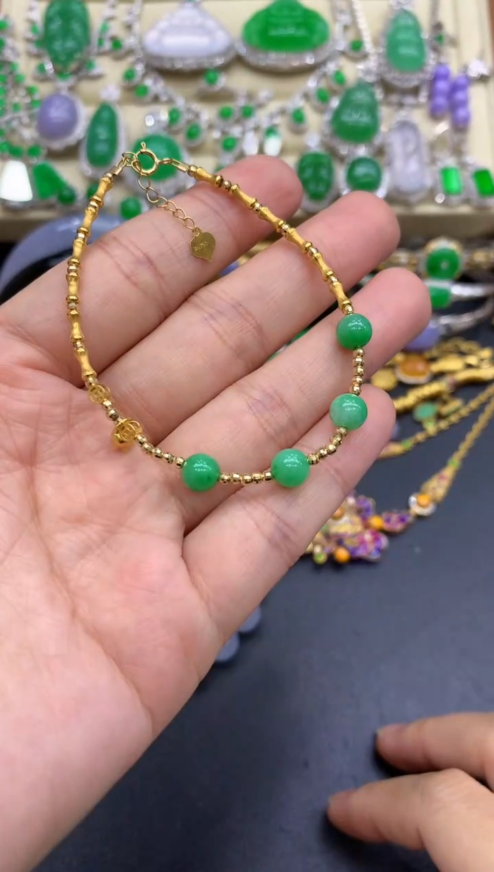 18K金镶嵌手链翡翠173-中国好珍宝