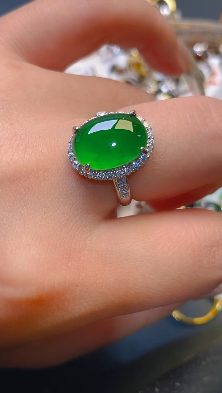 【闪购商品】翡翠耳饰银S925镶嵌天然A货翡翠1