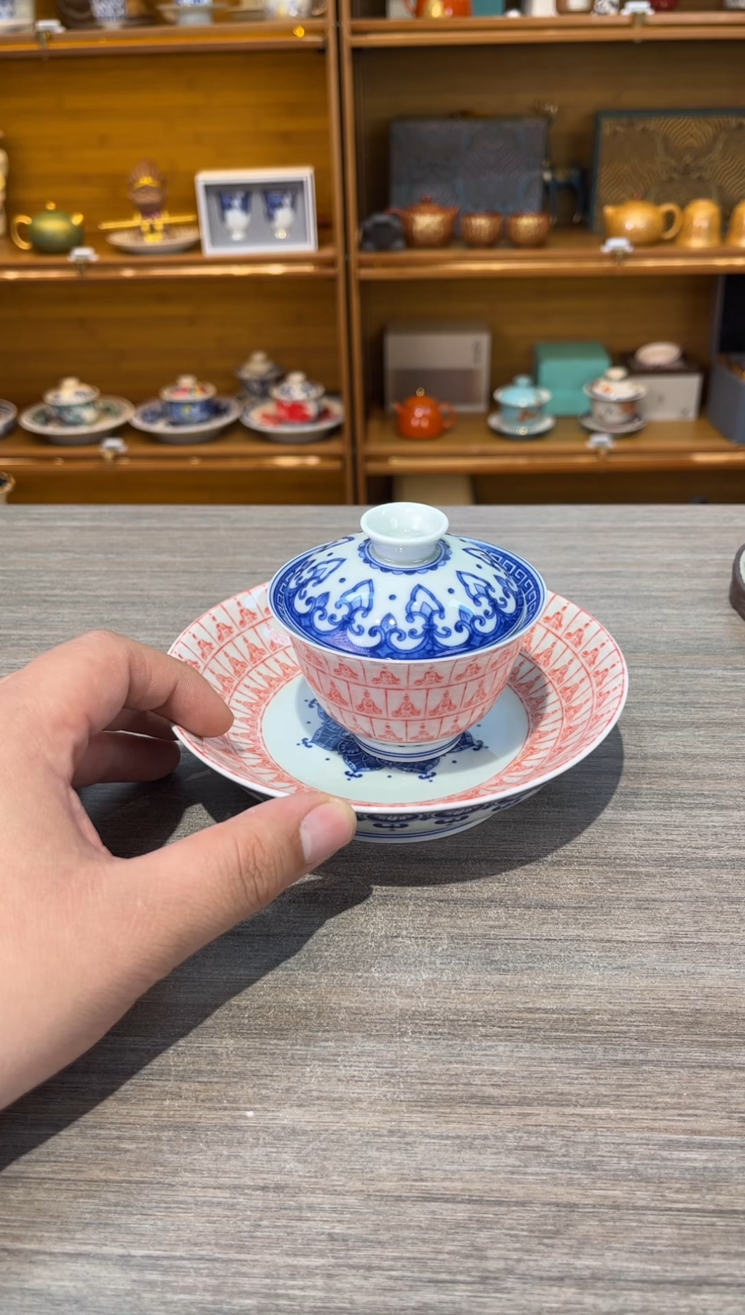 【闪购商品】红色千佛盖碗茶具