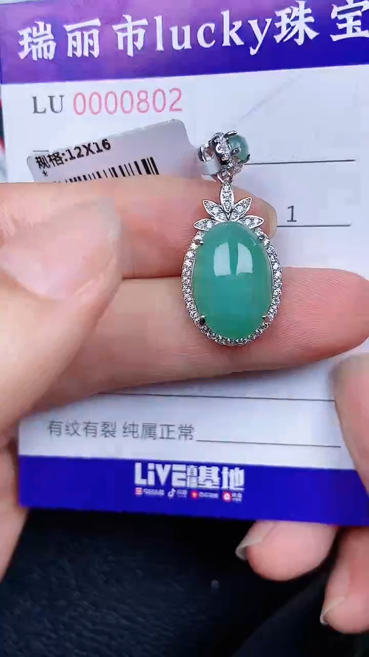 颈饰银S925镶嵌翡翠0802