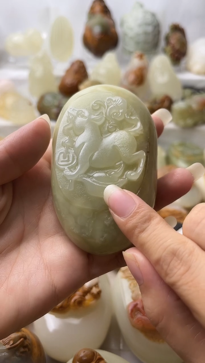 石材方解石手把摆件不退换狗微瑕
