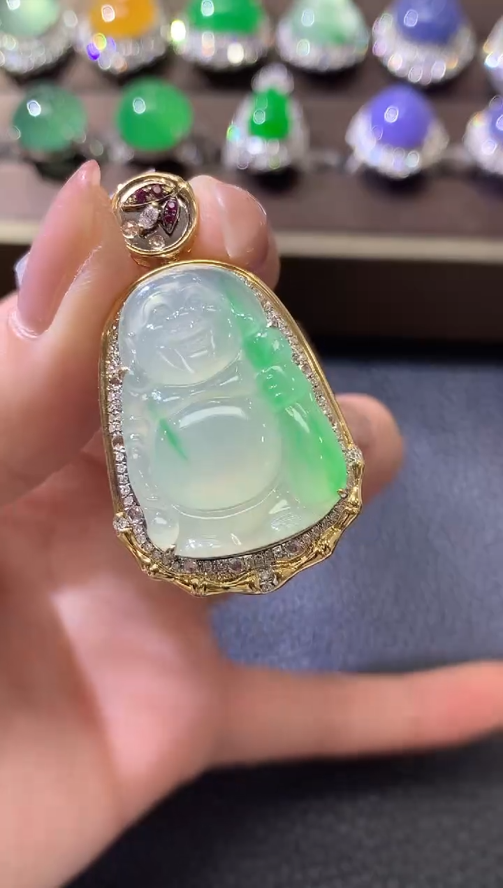 【闪购商品】翡翠吊坠(不含链)18K金镶嵌D36