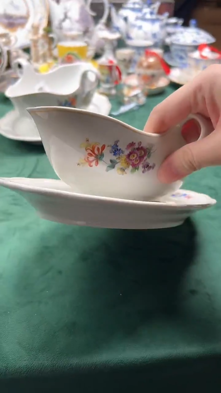瓷片梅森一等花绘酱料碗