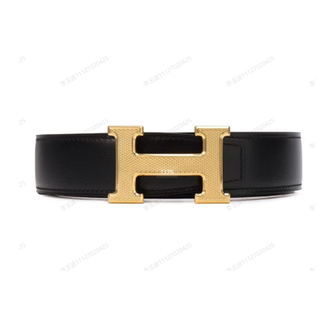 全新未使用 Hermes/爱马仕 小花6枫 腰带 B刻 100 H雕花双色双面