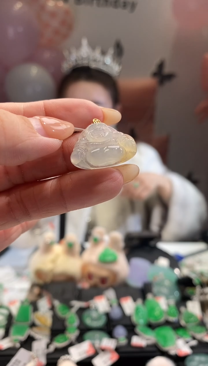 吊坠(不含链)18K金镶嵌翡翠佛公