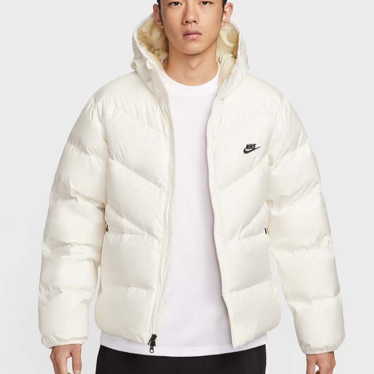 NIKE/耐克【双旦礼】中性风行者拒水短款连帽白色羽绒服HQ7791-133