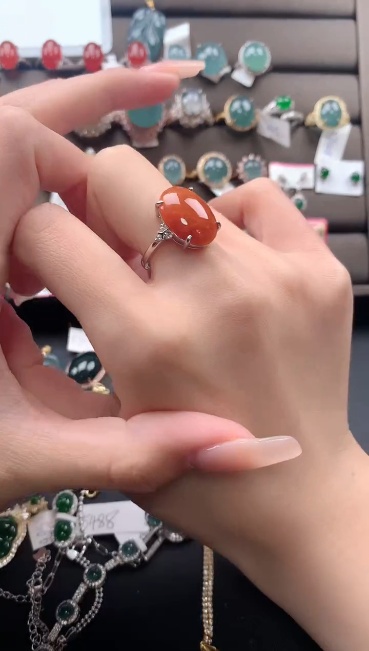 【闪购商品】翡翠戒指银S925镶嵌5345345